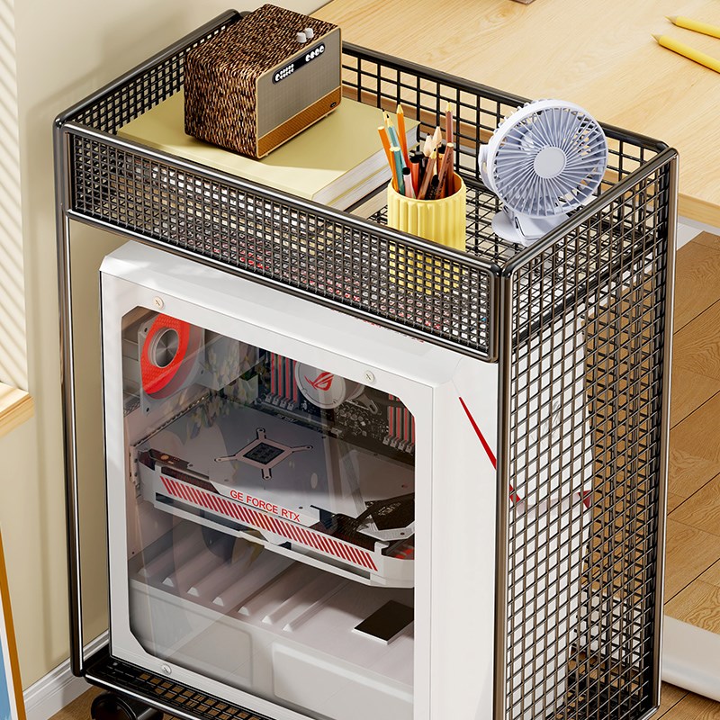 Host bracket desktop computer mobile chassis base household double-layer wheeled chassis placement cabinet double-layer storage rack