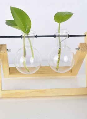 厂家直供甄选材质款型众多 带木架水培植物玻璃U瓶 玻璃水培瓶