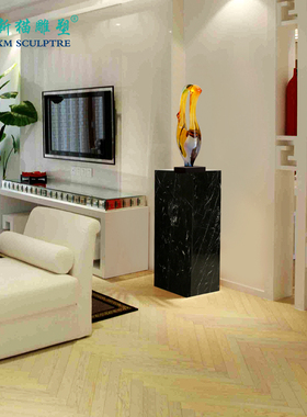 现代简约玄关落地大理石工艺品摆件基座酒店会所雕塑展示底座台