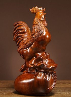 花梨木雕生肖公鸡摆件实木十二生肖家居客厅办公室送礼装饰工艺品
