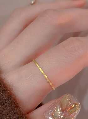 色E叠素圈戒指日常戴戒2023定制Y磨砂食指 U新款女mm掉I版 不宽1S