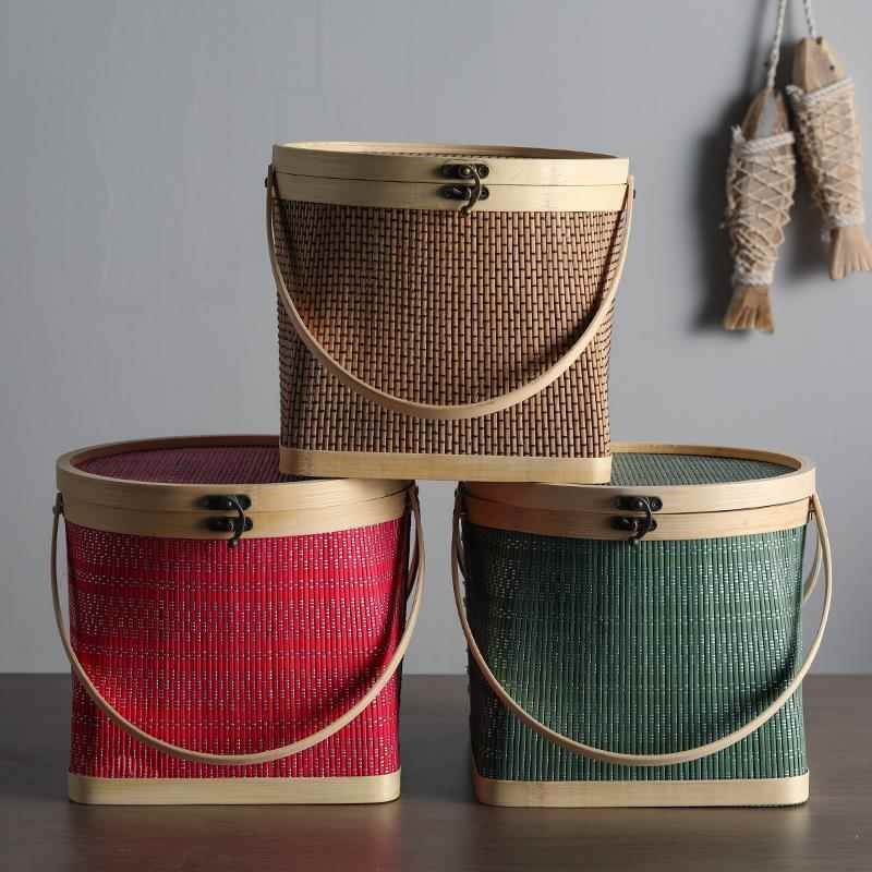 竹编竹篮子高f档手提中秋月饼包装礼盒端午节粽子篮大闸蟹鸡蛋竹 - 图0