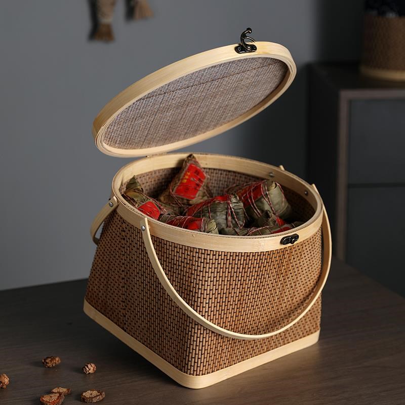 竹编竹篮子高f档手提中秋月饼包装礼盒端午节粽子篮大闸蟹鸡蛋竹 - 图2