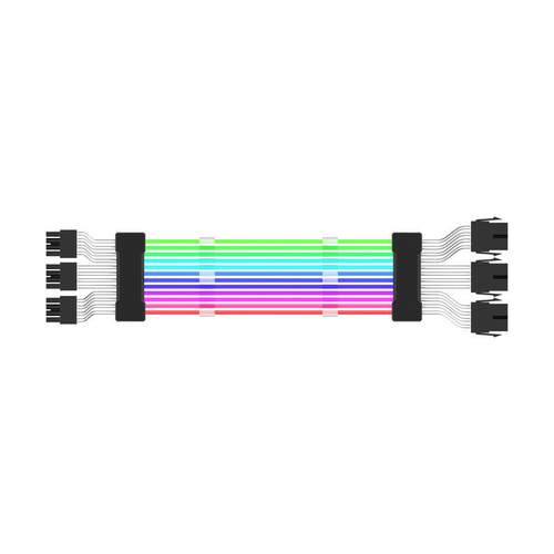ARGB神光同步主板24P显卡2*8P 3*8P转接线PCIE5.0转双8发光延长线 - 图1