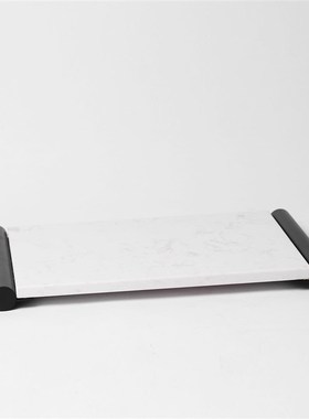 新中式大理石f白色托盘创意长方形收纳置物盘样板间玄关售楼处摆