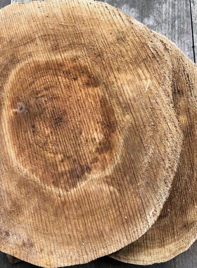 不打磨去皮柳树年轮木片diy手绘装饰手工大木桩自然圆木片原木片