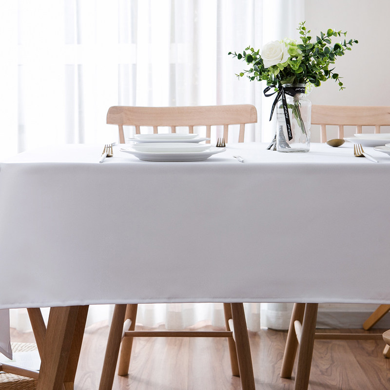 白色纯色桌布布艺酒店西餐婚庆会议宴会圆桌欧式拍照背景餐厅桌布 - 图1