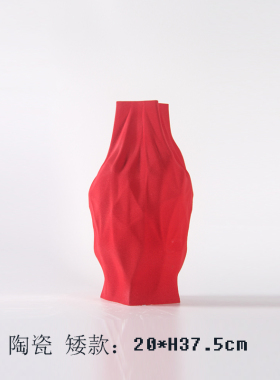 现代简约喜庆红色陶瓷花瓶摆件样板房F间售楼处酒店客厅花器装饰