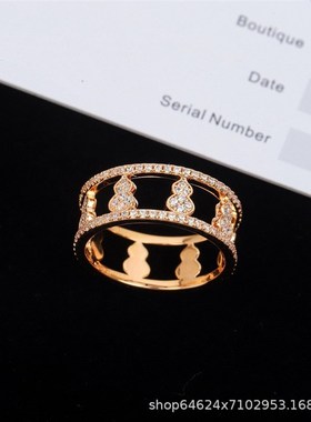 新款麒麟葫芦戒指镂空满钻红玉髓戒指H国风寓意吉祥新年轻奢高级