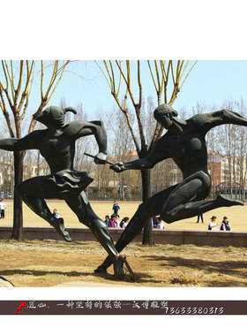 玻璃纤维仿铜人物雕塑铜雕负荆请罪雕像铜雕古代人像校园雕塑定制