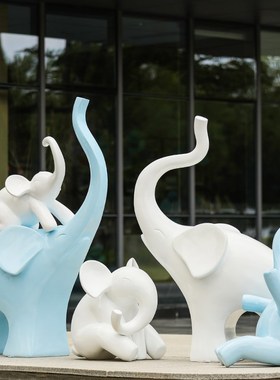 户外网红大象玻璃钢雕塑幼儿园林景观抽象动物小区草坪装饰品摆件