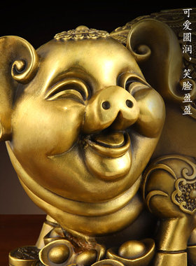 新款金猪存钱罐纯铜猪猪摆件高级铜制工艺礼品摆饰招财摆件家用旺