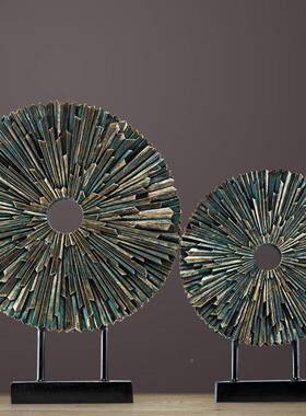 欧式QKD1241创意满屏风手工摆客厅书房件装圆饰品酒摆设店装饰树