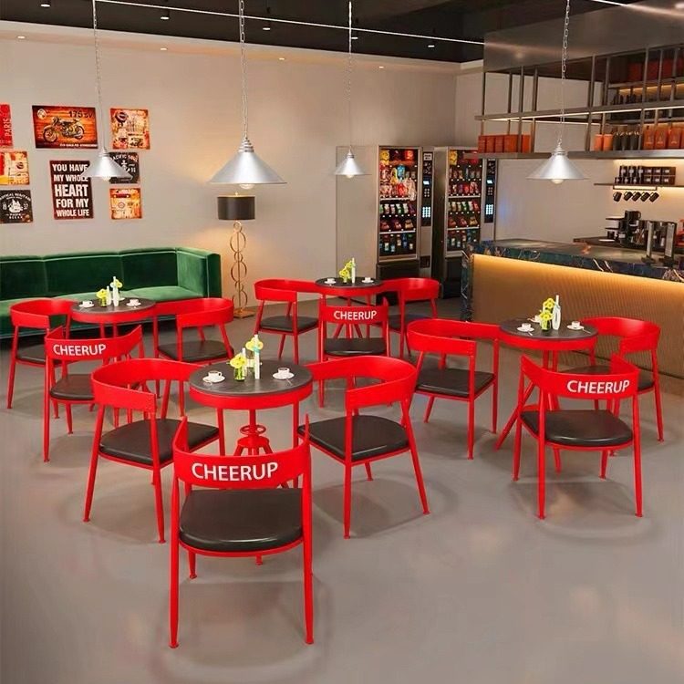 咖啡厅桌椅奶茶店茶餐厅休闲区商用网红工业风餐厅铁艺餐桌椅组合,淘宝优惠券,粉丝福利购,淘宝优惠卷