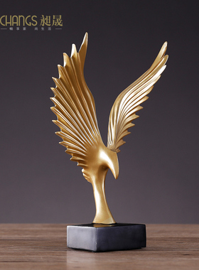 大鹏展翅金色雄鹰办公室桌老板装饰工艺品开业礼物装饰品客厅摆件