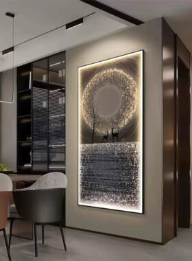 LED灯星麋鹿玄廊关装饰画现⊙代Fh($%p$p空简约轻奢客厅走过道灯