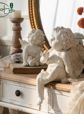 欧美式复古玄关小天使摆件式雕装饰品桌面A2646做旧使树脂塑工艺