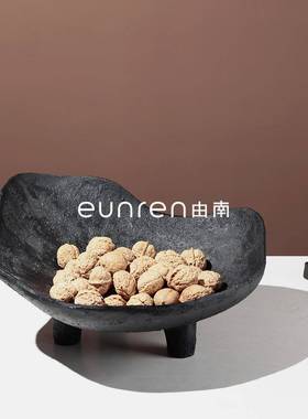 中式复古房仿石器果YN-GP226盘托树脂盘摆件样板民宿风酒店桌面创