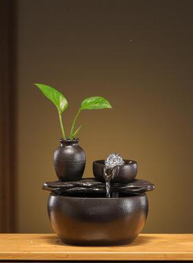 风装水球循环水喷泉台客厅茶FCP桌鱼缸面饰品