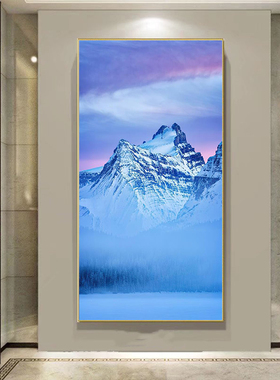 走廊玄关画日f照金山竖版寓意好挂画进门入户画高峰背有靠山装饰