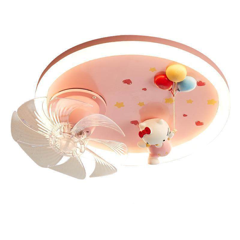 卡通KT谱猫童房女孩儿智能52吸顶灯光卧室离线语音护眼摇全头风扇,淘宝优惠券,粉丝福利购,淘宝优惠卷