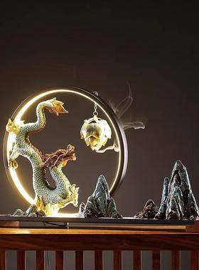 里江无饰山灯圈龙摆件创意沙盘假山造景千办公室客厅玄关财装招摆