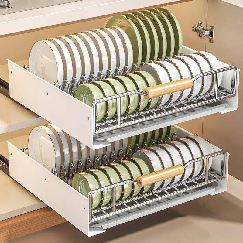不锈钢碗碟收纳架厨橱柜抽内置UZA抽物架屉式拉房篮拉碗盘子沥水,淘宝优惠券,粉丝福利购,淘宝优惠卷