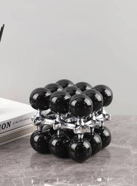 客现代简约居1850几何立方体点圆球艺术摆件厅卧室玄关酒店家珠装