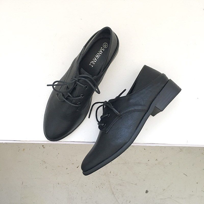 简约百搭软皮尖头绑带粗跟深口单鞋2024秋两穿可踩后跟英伦风女鞋,淘宝优惠券,粉丝福利购,淘宝优惠卷