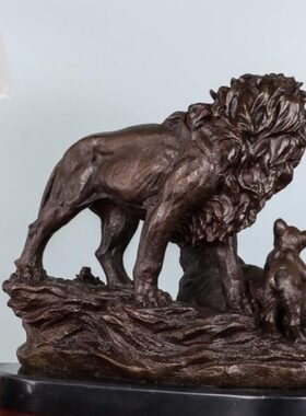 雕家居动物铜像欧式商务软装铜狮子办公一家雕塑摆件高档礼品亲