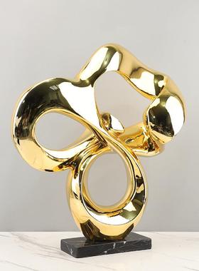 现术代简约象电镀树雕塑艺装脂饰摆件大厅玄关电视柜家居装饰2214