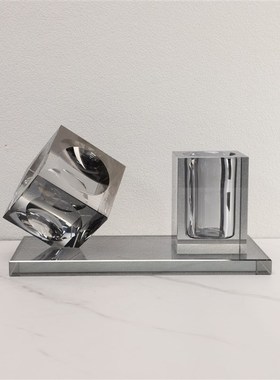 现代简约创意水晶笔筒摆件办公室书房书桌餐厅卧室玄Y关家居装饰