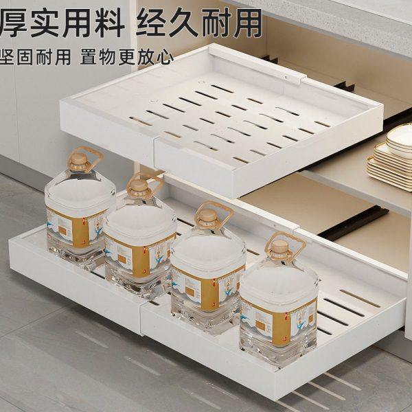 【】厨房抽拉式置物架分隔免安装调味料抽屉拉篮橱柜内置,淘宝优惠券,粉丝福利购,淘宝优惠卷