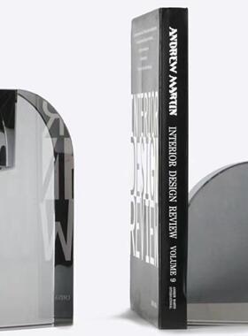 现代创意几何水晶书挡家居书房桌面简约摆件样板房售楼处软装饰品