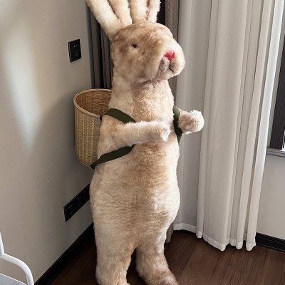 动物落地摆件真羊毛皮毛一体家居装饰收纳生日乔迁礼物大兔子玩偶,淘宝优惠券,粉丝福利购,淘宝优惠卷