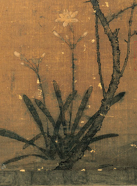 宋代宋徽b宗赵佶腊梅山禽图花鸟画仿古画复制品字画装饰画卷轴挂