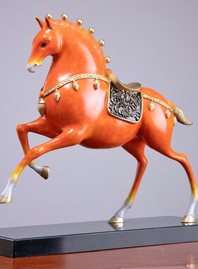 马上有福铜马摆件招财中式客厅马到成功办公桌装饰工艺.品唐马礼