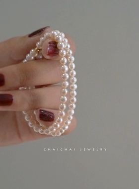 回馈款 百搭天然淡水真珍珠手链女ins简约设计冷淡风弹力绳有松紧