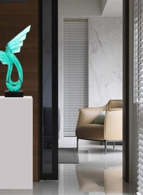 白色大理石底座现代雕塑艺术品摆台酒店过道玄关门厅装饰品展示台