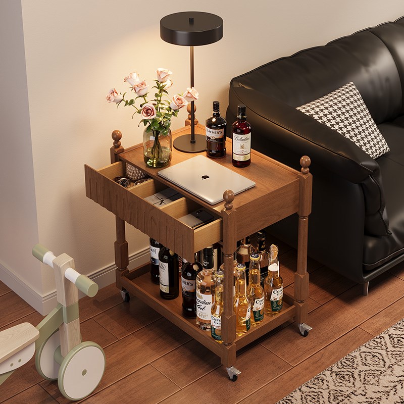 实木沙发边几小推车沙发边柜侧边柜客厅巴士餐车可移动茶台 - 图1