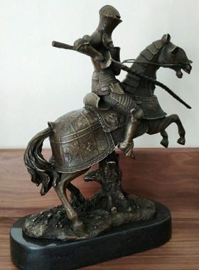 骑士雕塑马盔甲欧式古典中世纪铜雕塑工艺术品家居饰品礼品摆件