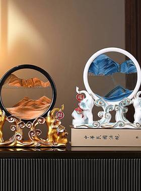 新IWB中沙漏流画大摆件客厅式玄关酒柜象电视柜装饰品创意家居沙