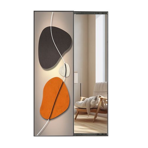 石来运转玄关卧室推拉全身镜可关闭隐形全身镜壁画 画带镜子装饰 - 图3