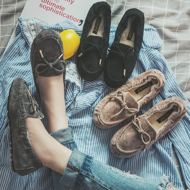 豆豆鞋女秋冬新款加绒一脚蹬懒人鞋大码孕妇平底软底蛋卷棉鞋,淘宝优惠券,粉丝福利购,淘宝优惠卷