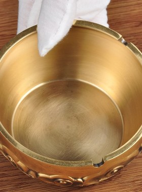 全铜祥云烟灰缸摆件中式古典烟缸家居客厅茶几书房桌面.摆设装饰