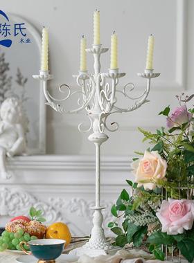 法式多头台摆件浪客厅复古A2794做旧婚庆铁炸烛台艺氛烛围漫感烛