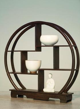 实木CHG博古架新中鸡翅木典多古宝阁董式架古茶具架置物架摆件展
