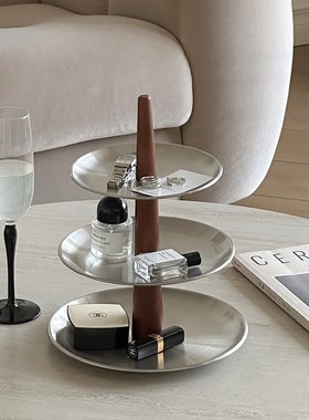 多层铁艺托盘首饰小杂p物收纳盘钥匙收纳玄关摆件桌面置物架装饰