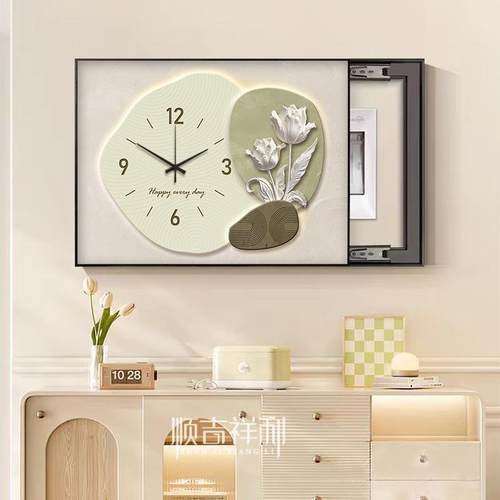 石来运转电画表画箱装饰花卉钟表配电电箱闸盒BQ859368挂多媒体弱 - 图0