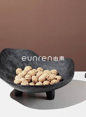 件中式复古风仿树石器盘脂YN-GP226托盘摆果样板房民宿酒店桌面创